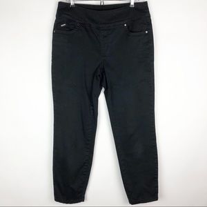 French Dressing Jeans Slim Black High Waisted Ankle Pant w/ Stretchy Waist